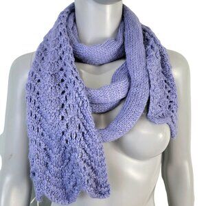 Alpaca Bamboo Scarf Women Winter Accessories Purple Crochet Knit Wrap Spring New